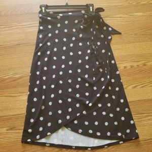 Adrienne Vittadini Polka Dot Faux Wrap Skirt